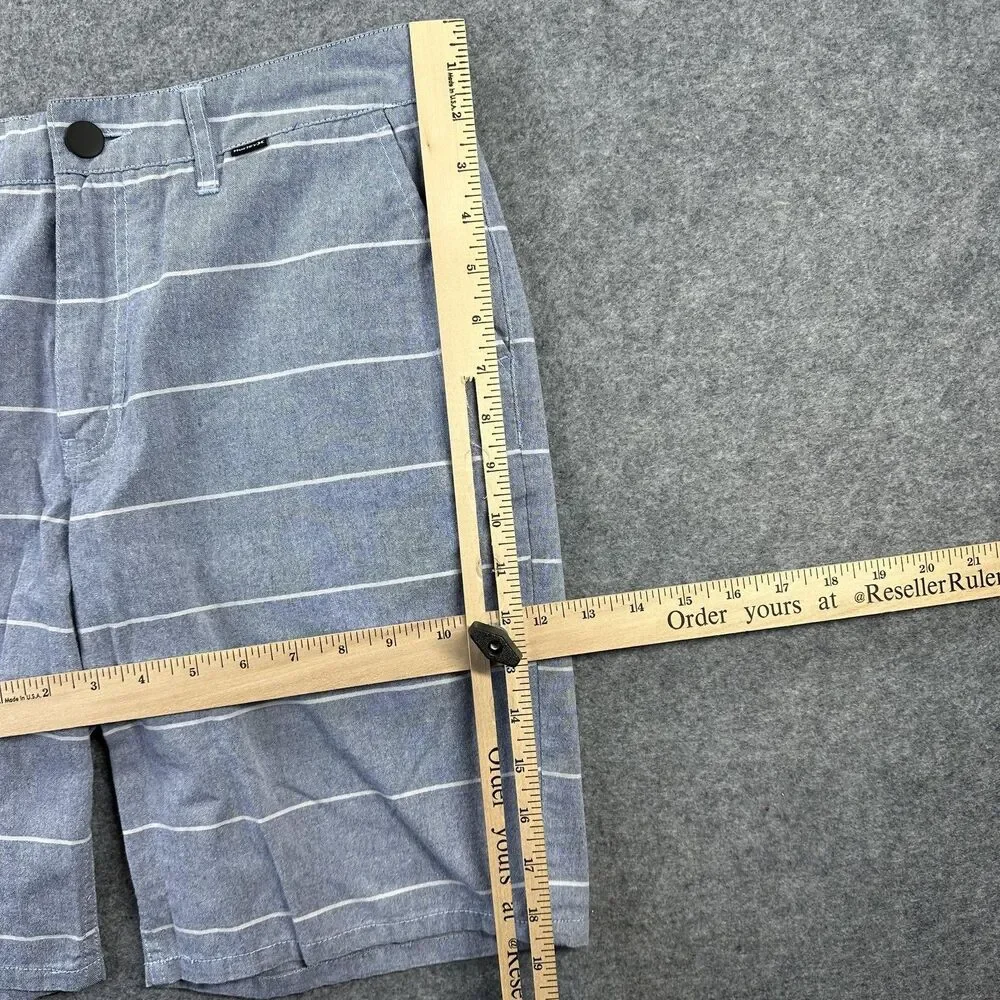 Hurley Shorts Mens 30 Blue Stripe Chino 10 Inseam Golf Casual Walk Beach